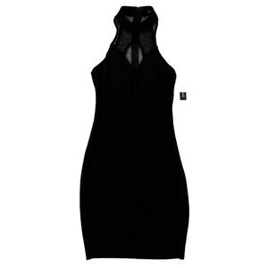 NWT Sequin Hearts Junior Women’s Black High Neck Mesh Halter Pencil Dress Size 0